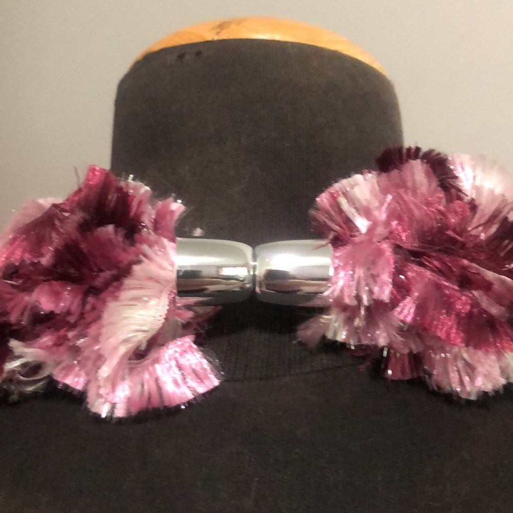 Pink Ganz Ribbon Fringe Magnetic Scarf - Picture 5 of 10